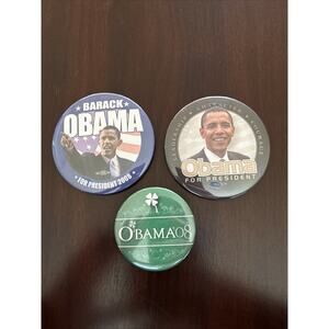 3 Obama For President 2008 Pin Back Buttons Union Made USWA